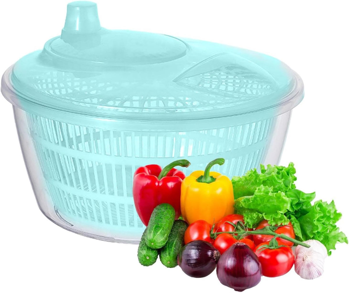 Large Manual Salad Spinner | Efficient Lettuce Washer with Secure Lid, Rotary Handle & Drainer for Quick Drying of Leafy Greens & Fruits in Home Kitchen Hot Pink