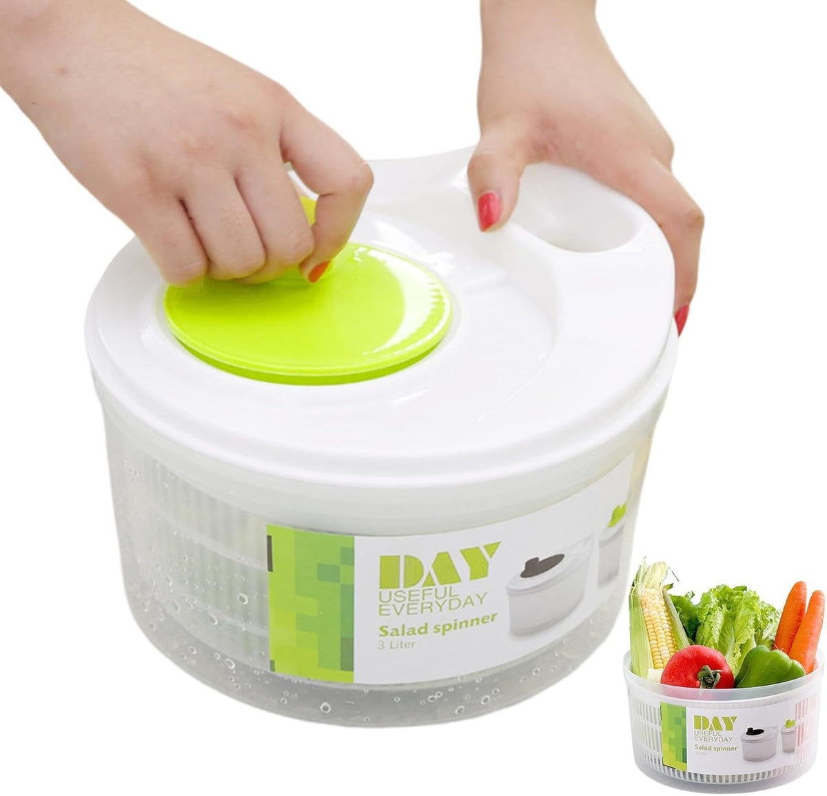 Large Manual Salad Spinner | Efficient Lettuce Washer with Secure Lid, Rotary Handle & Drainer for Quick Drying of Leafy Greens & Fruits in Home Kitchen Hot Pink