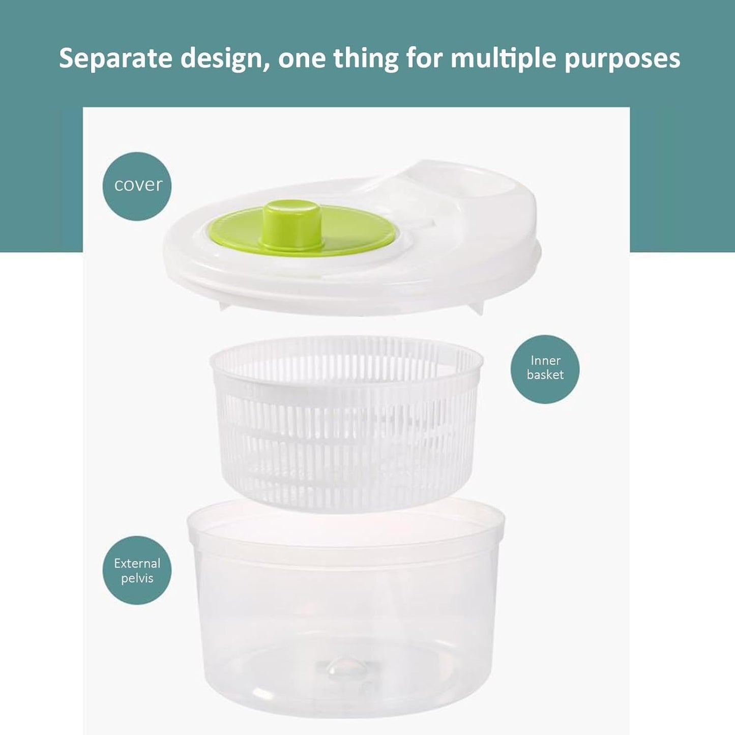 Large Manual Salad Spinner | Efficient Lettuce Washer with Secure Lid, Rotary Handle & Drainer for Quick Drying of Leafy Greens & Fruits in Home Kitchen Hot Pink