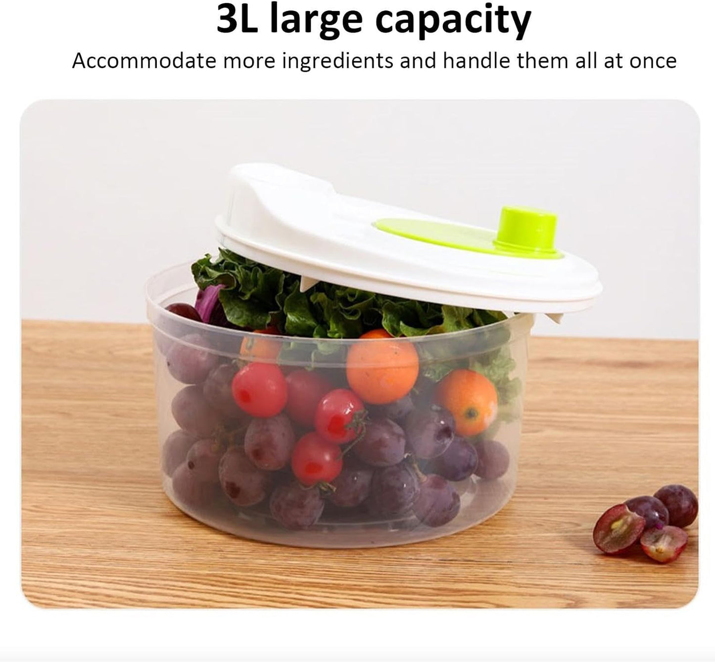 Large Manual Salad Spinner | Efficient Lettuce Washer with Secure Lid, Rotary Handle & Drainer for Quick Drying of Leafy Greens & Fruits in Home Kitchen Hot Pink