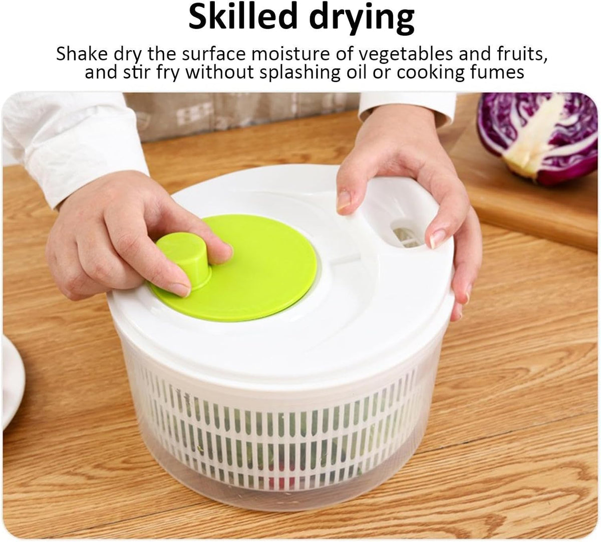 Large Manual Salad Spinner | Efficient Lettuce Washer with Secure Lid, Rotary Handle & Drainer for Quick Drying of Leafy Greens & Fruits in Home Kitchen Hot Pink