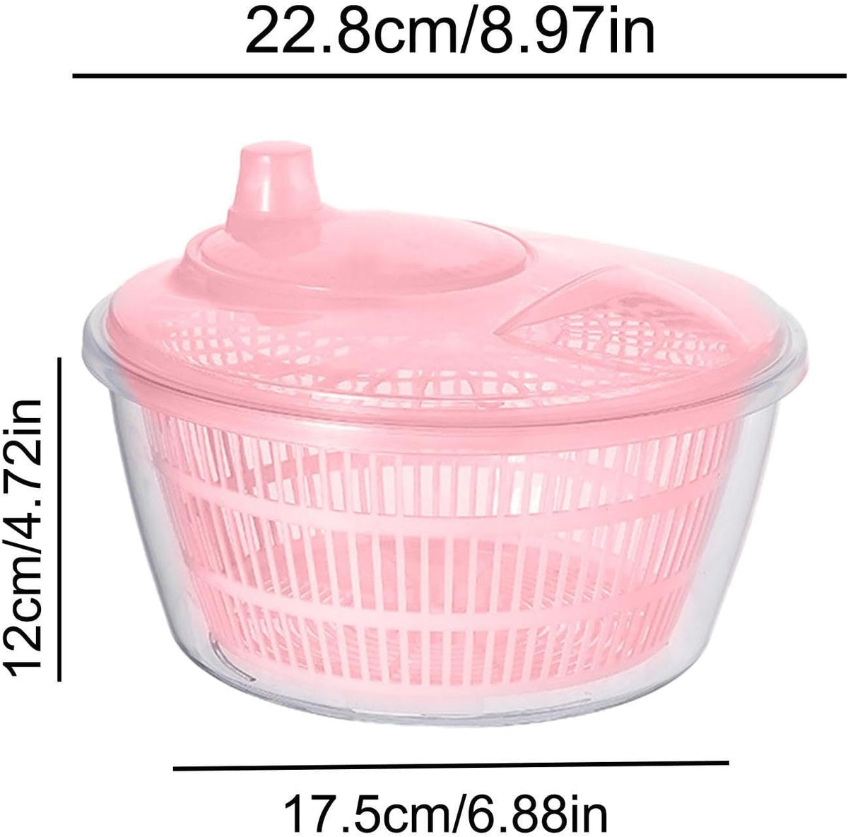 Large Manual Salad Spinner | Efficient Lettuce Washer with Secure Lid, Rotary Handle & Drainer for Quick Drying of Leafy Greens & Fruits in Home Kitchen Hot Pink