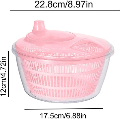 Large Manual Salad Spinner | Efficient Lettuce Washer with Secure Lid, Rotary Handle & Drainer for Quick Drying of Leafy Greens & Fruits in Home Kitchen Hot Pink