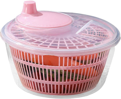 Large Manual Salad Spinner | Efficient Lettuce Washer with Secure Lid, Rotary Handle & Drainer for Quick Drying of Leafy Greens & Fruits in Home Kitchen Hot Pink