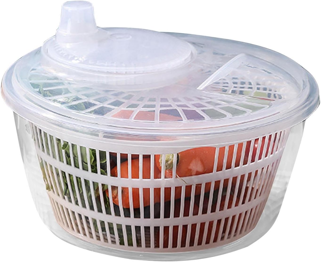Large Manual Salad Spinner | Efficient Lettuce Washer with Secure Lid, Rotary Handle & Drainer for Quick Drying of Leafy Greens & Fruits in Home Kitchen Hot Pink
