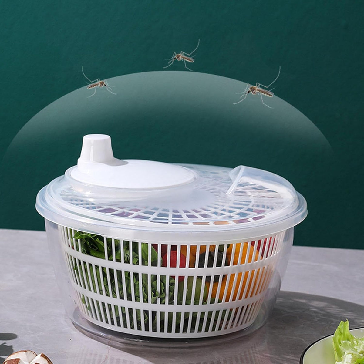 Large Manual Salad Spinner | Efficient Lettuce Washer with Secure Lid, Rotary Handle & Drainer for Quick Drying of Leafy Greens & Fruits in Home Kitchen Hot Pink