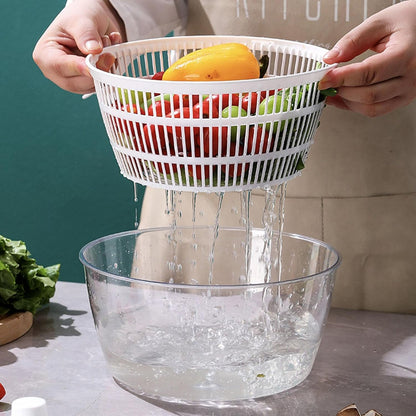 Large Manual Salad Spinner | Efficient Lettuce Washer with Secure Lid, Rotary Handle & Drainer for Quick Drying of Leafy Greens & Fruits in Home Kitchen Hot Pink