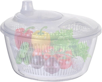 Large Manual Salad Spinner | Efficient Lettuce Washer with Secure Lid, Rotary Handle & Drainer for Quick Drying of Leafy Greens & Fruits in Home Kitchen Hot Pink