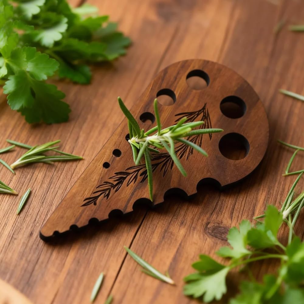 2026 New Model Wooden Herb Stripper Herbal Peeler Wooden Herb Stripping Tool Four-Slot Herb Peeler Features Multiple Holes Separates Various Plant Leaves and Stems 2pcs