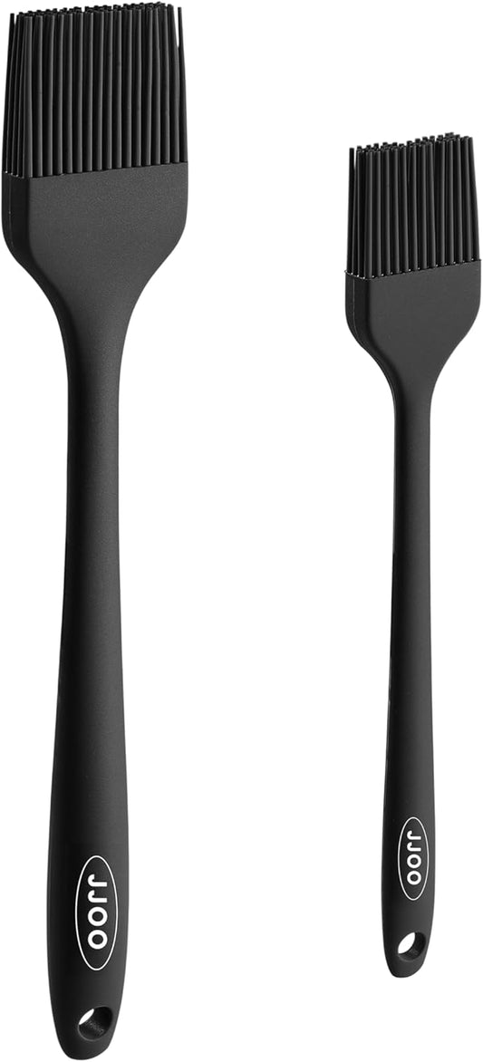 2PCS Silicone Basting Pastry Brush, Heat Resistant Food Cooking Brush for Oil, Sauce, Baking, BBQ and Grill, BPA Free, Dishwasher Safe (2Pack, Black)