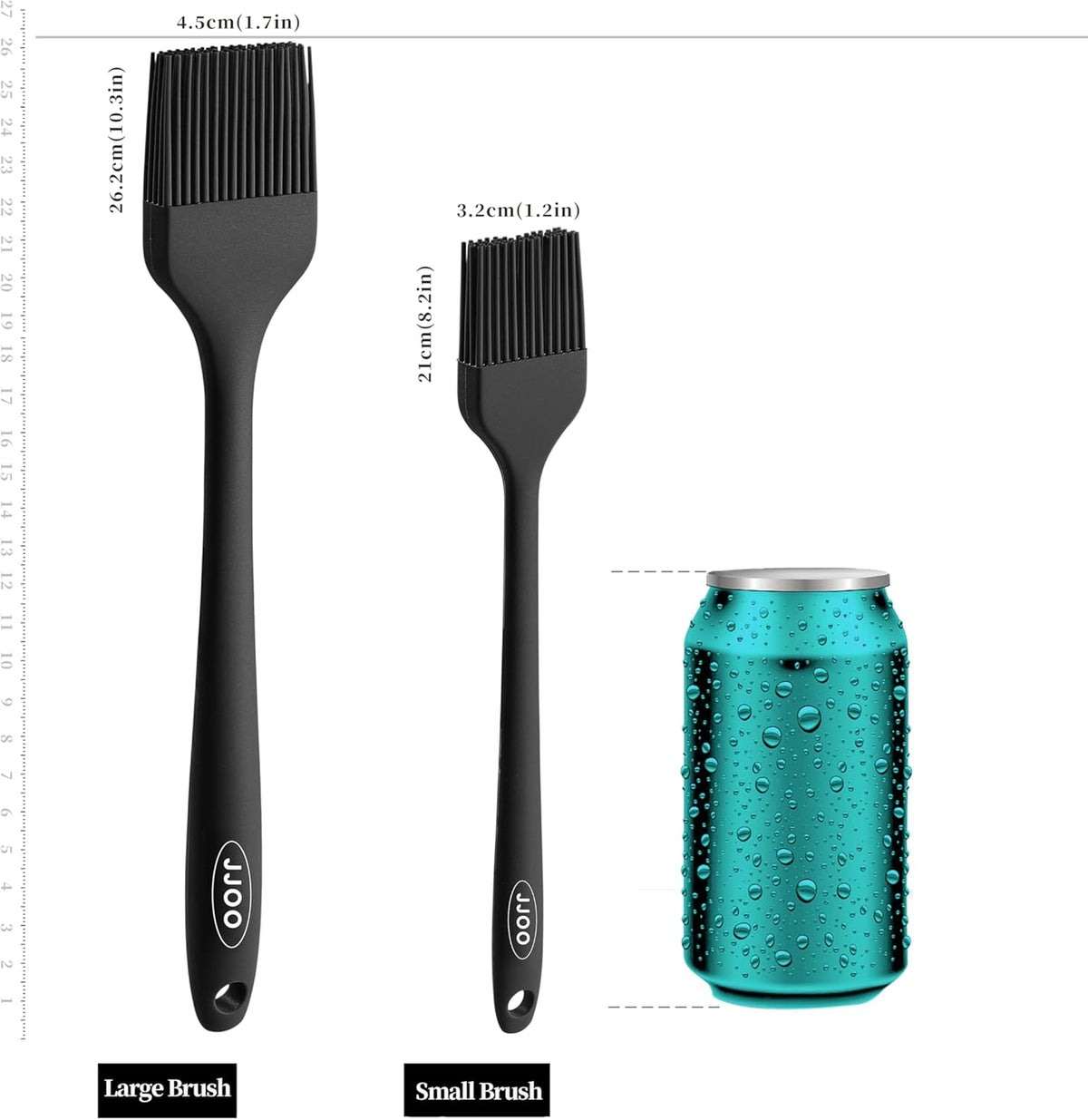 2PCS Silicone Basting Pastry Brush, Heat Resistant Food Cooking Brush for Oil, Sauce, Baking, BBQ and Grill, BPA Free, Dishwasher Safe (2Pack, Black)