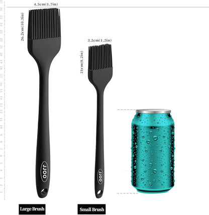 2PCS Silicone Basting Pastry Brush, Heat Resistant Food Cooking Brush for Oil, Sauce, Baking, BBQ and Grill, BPA Free, Dishwasher Safe (2Pack, Black)