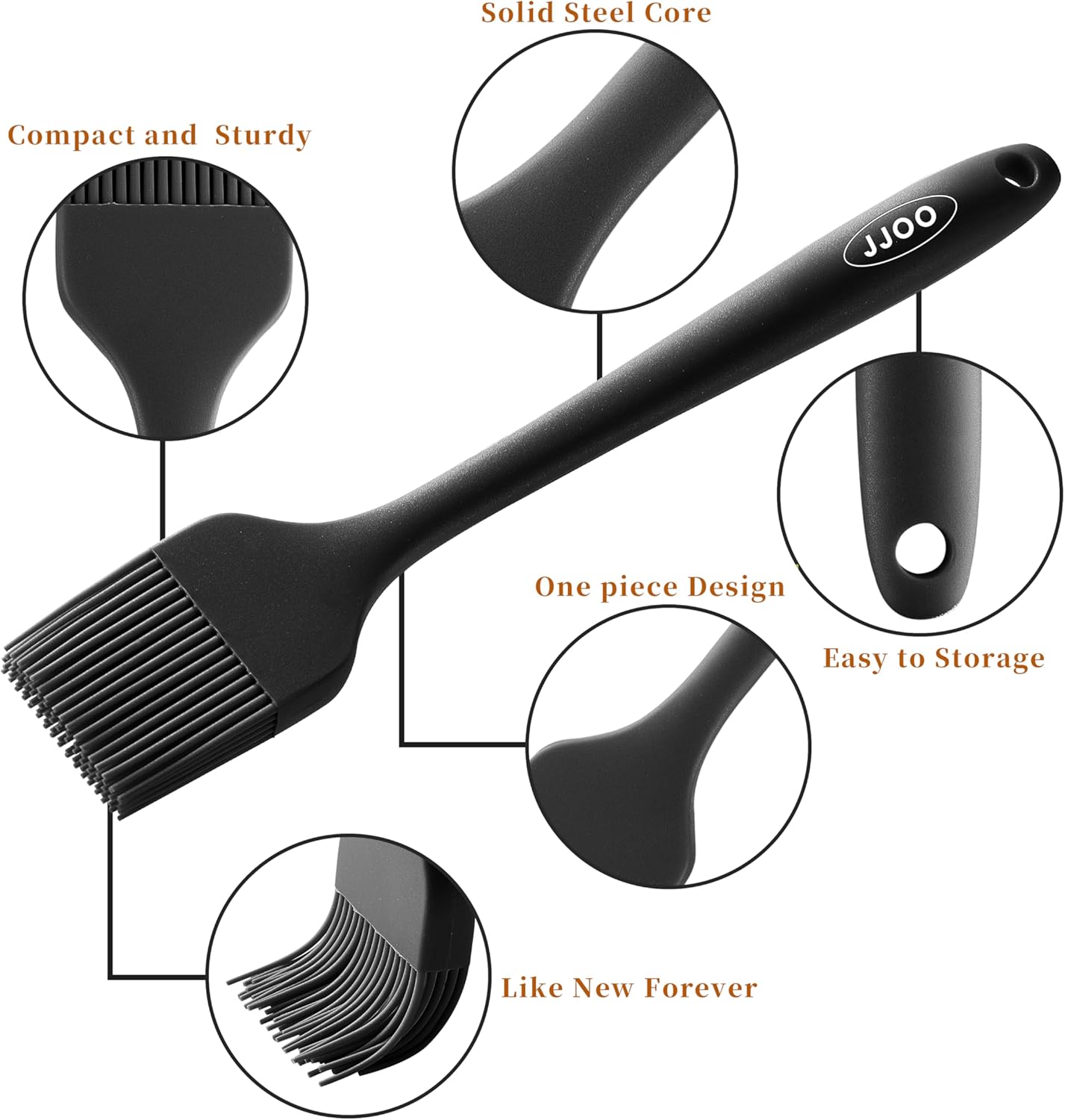 2PCS Silicone Basting Pastry Brush, Heat Resistant Food Cooking Brush for Oil, Sauce, Baking, BBQ and Grill, BPA Free, Dishwasher Safe (2Pack, Black)