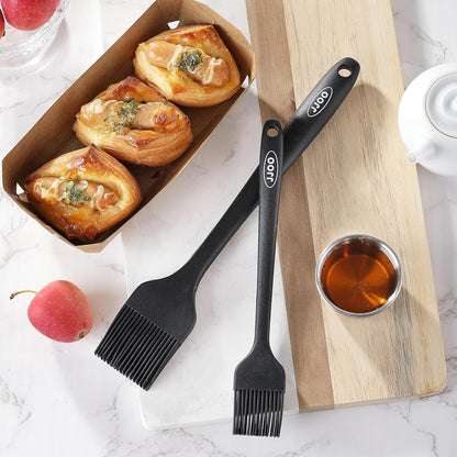 2PCS Silicone Basting Pastry Brush, Heat Resistant Food Cooking Brush for Oil, Sauce, Baking, BBQ and Grill, BPA Free, Dishwasher Safe (2Pack, Black)