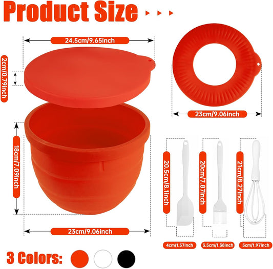 Silicone Bowl Liner for KitchenAid Tilt-Head 5QT Mixers,Odourless,Thicker, Cold/Heat-Resistant & Non-Stick, Easy Clean, Fits 5 Quart Mixing Bowl, Set of 3 with Lids