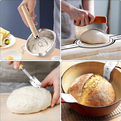 Sourdough Starter Kit, 24PCS Sourdough Bread Baking Supplies, 9"Round & 11"Oval Banneton Bread Proofing Basket, Bread Sling, Starter Jar, Whisk, Scrapers, Bread Lame, Bag, Sour Dough Making Tools Kit