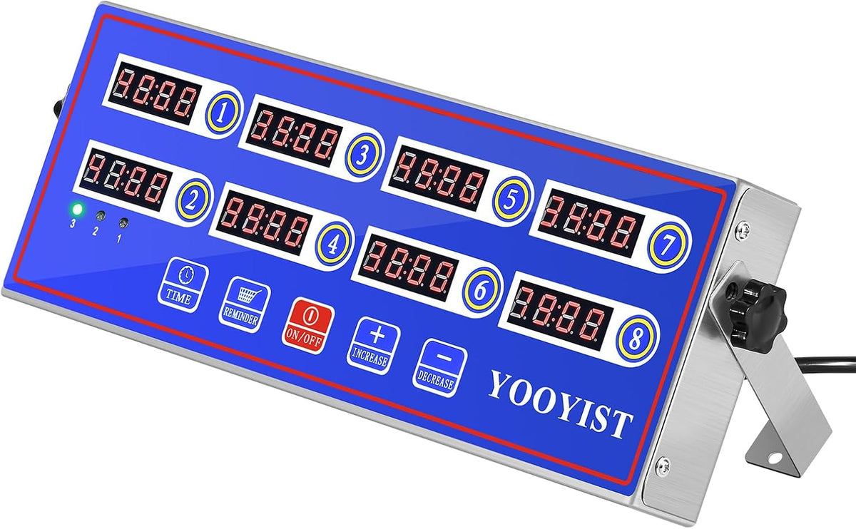 8-Channel Commercial Kitchen Timer Loud Alarm Digital Cook Timer