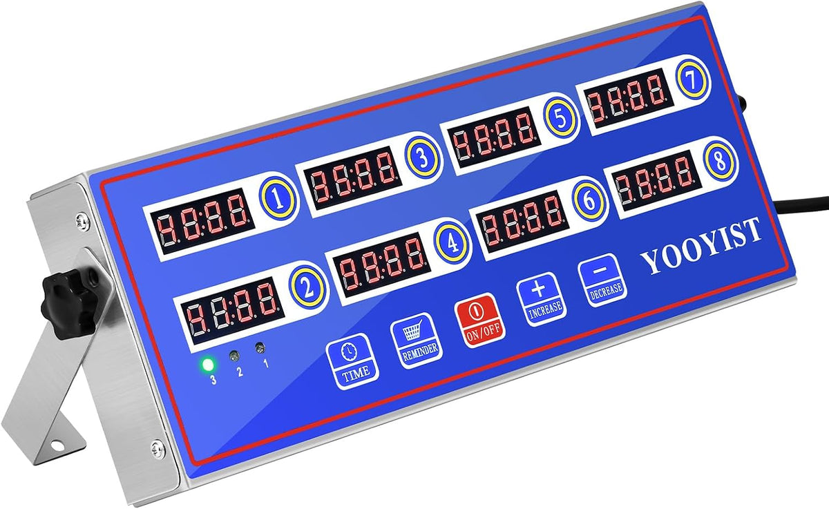 8-Channel Commercial Kitchen Timer Loud Alarm Digital Cook Timer