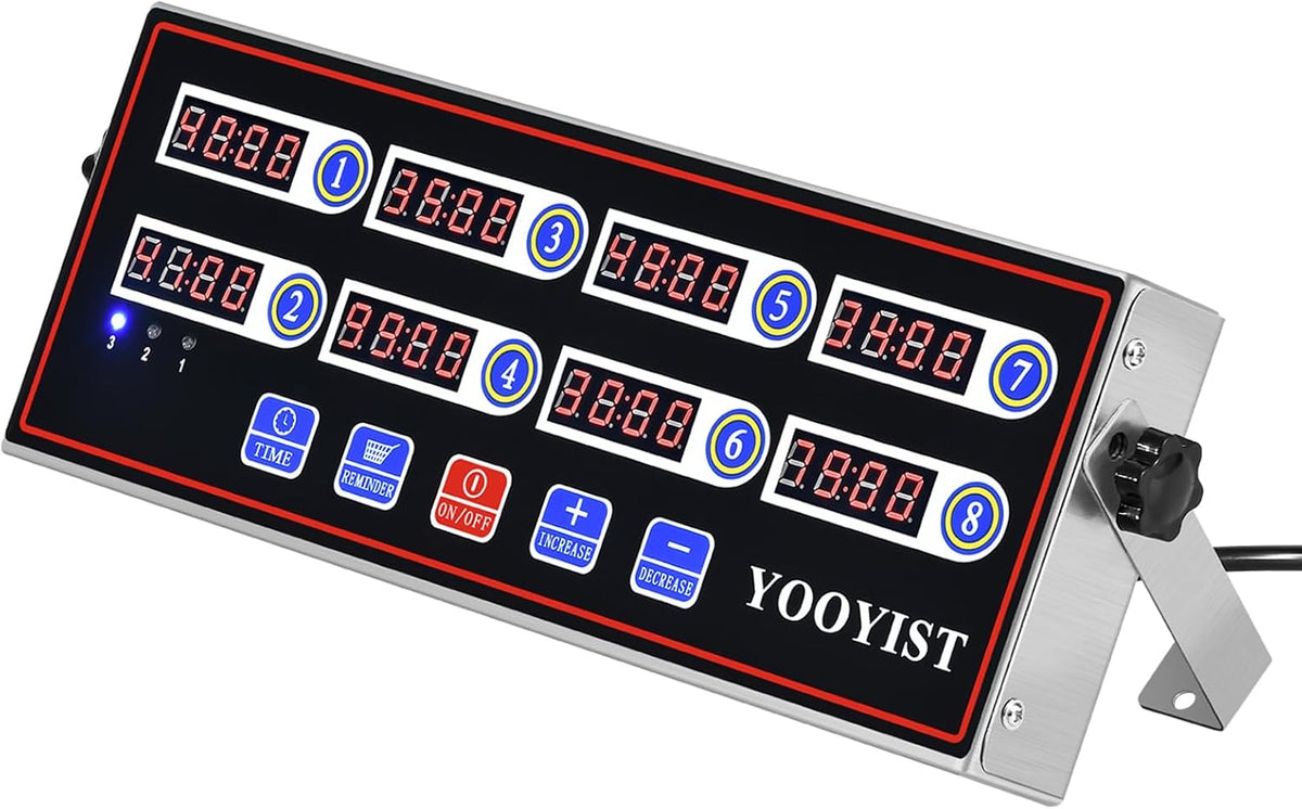 8-Channel Commercial Kitchen Timer Loud Alarm Digital Cook Timer