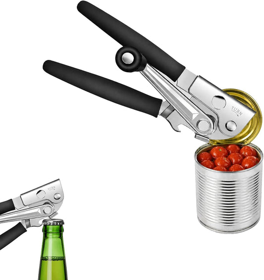 Commercial Can Opener Heavy Duty, Black Swing Grips. | Hand Can Opener Manual, Stainless Steel for Restaurant and Home, Black Swing Grips,for Most Bulk Size Cans.