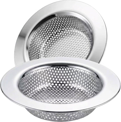 Kitchen Sink Strainer Stainless Steel, Kitchen Sink Drain Strainer, Sink Strainers for Kitchen Sinks with Large Wide Rim 4.5" Diameter (2 Pack)