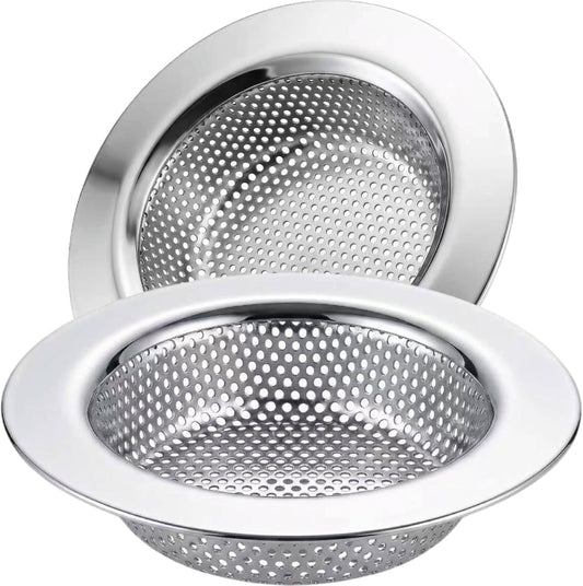 Kitchen Sink Strainer Stainless Steel, Kitchen Sink Drain Strainer, Sink Strainers for Kitchen Sinks with Large Wide Rim 4.5" Diameter (2 Pack)