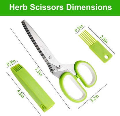5 Blades Herb Scissors, Stainless Steel Multipurpose Kitchen Shears