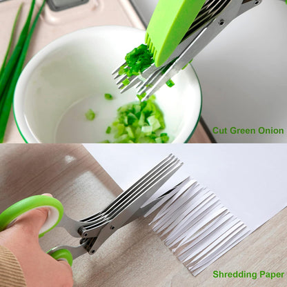 5 Blades Herb Scissors, Stainless Steel Multipurpose Kitchen Shears