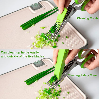 5 Blades Herb Scissors, Stainless Steel Multipurpose Kitchen Shears