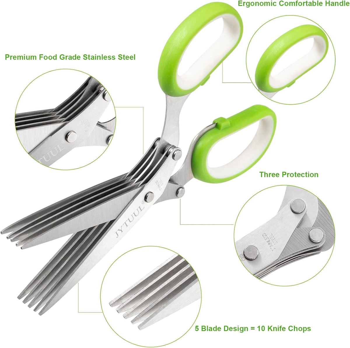 5 Blades Herb Scissors, Stainless Steel Multipurpose Kitchen Shears