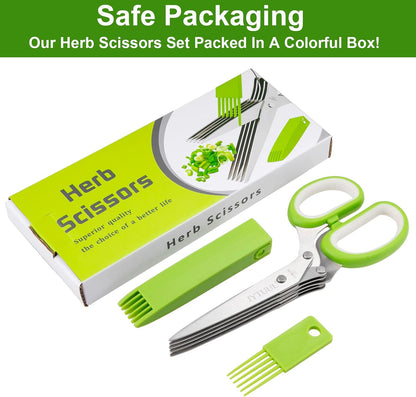 5 Blades Herb Scissors, Stainless Steel Multipurpose Kitchen Shears