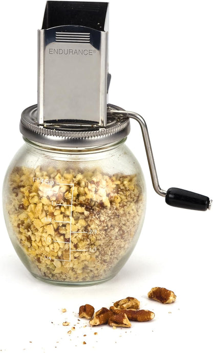 Endurance Vintage Inspired Nut Grinder, 1.25 Cup Capacity, Glass Bottom