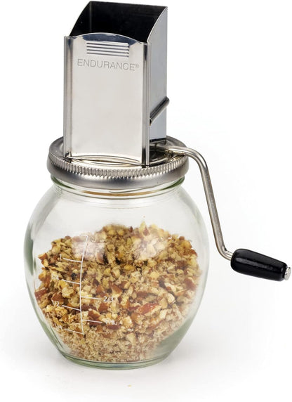 Endurance Vintage Inspired Nut Grinder, 1.25 Cup Capacity, Glass Bottom