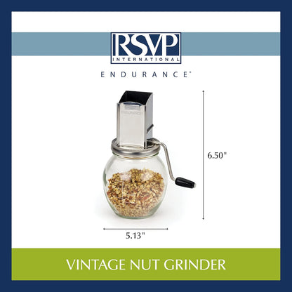 Endurance Vintage Inspired Nut Grinder, 1.25 Cup Capacity, Glass Bottom