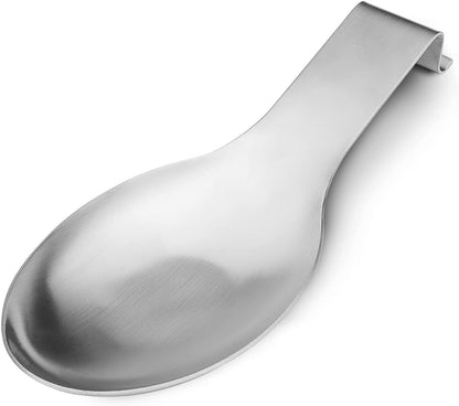 Stainless Steel Spoon Rest, Spatula Ladle Holder, Stainless Steel Utensil Spoon Rest Holder, Brushed Finish, Dishwasher Safe 9.8 x 3.7 Inch (Silver 1PC)
