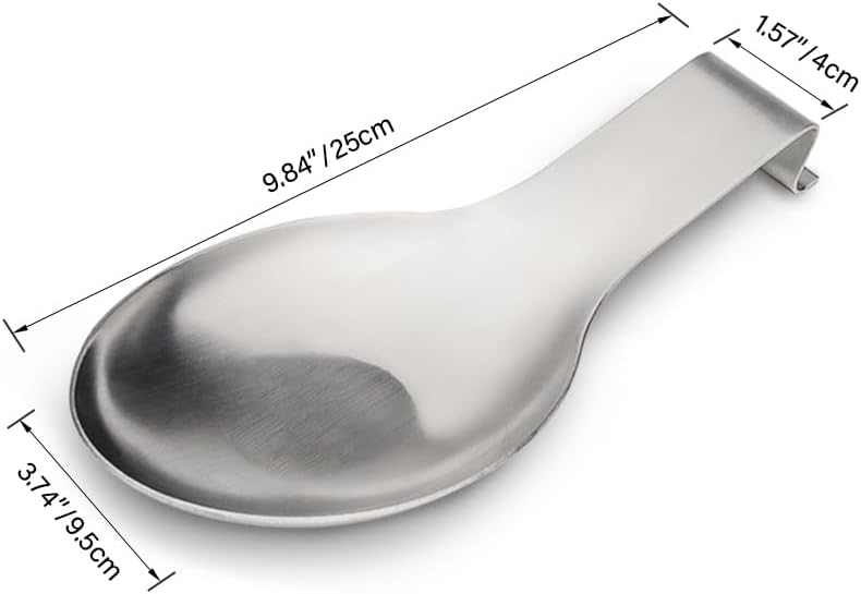Stainless Steel Spoon Rest, Spatula Ladle Holder, Stainless Steel Utensil Spoon Rest Holder, Brushed Finish, Dishwasher Safe 9.8 x 3.7 Inch (Silver 1PC)