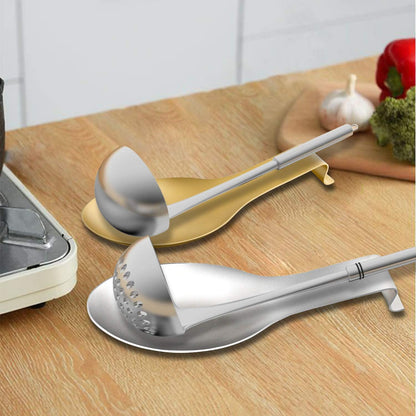 Stainless Steel Spoon Rest, Spatula Ladle Holder, Stainless Steel Utensil Spoon Rest Holder, Brushed Finish, Dishwasher Safe 9.8 x 3.7 Inch (Silver 1PC)
