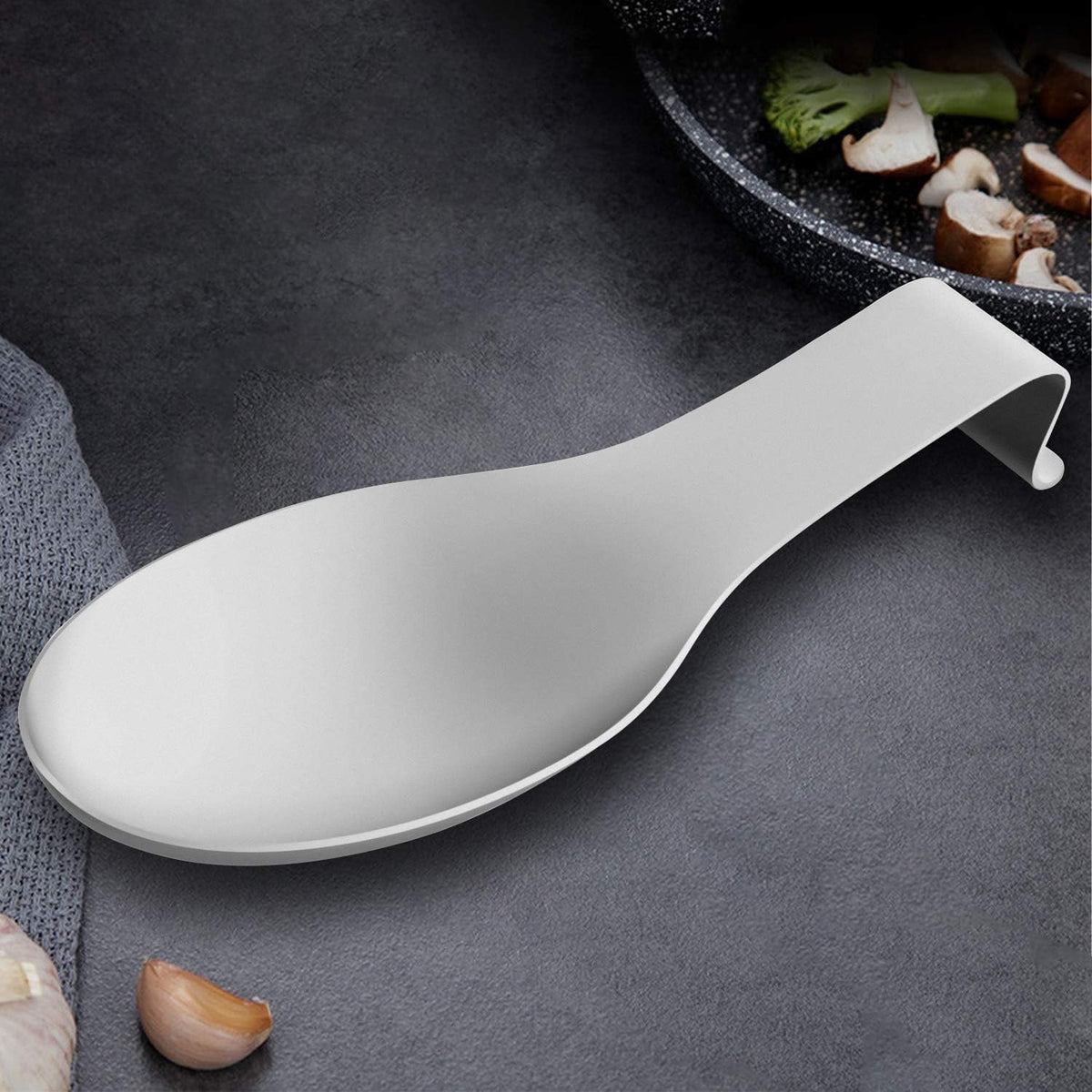 Stainless Steel Spoon Rest, Spatula Ladle Holder, Stainless Steel Utensil Spoon Rest Holder, Brushed Finish, Dishwasher Safe 9.8 x 3.7 Inch (Silver 1PC)