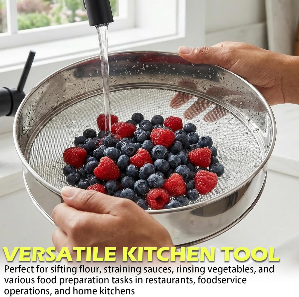 Fine Mesh Sieve Strainer,10" Stainless Steel 60 Mesh,for Winco 10" Sieves