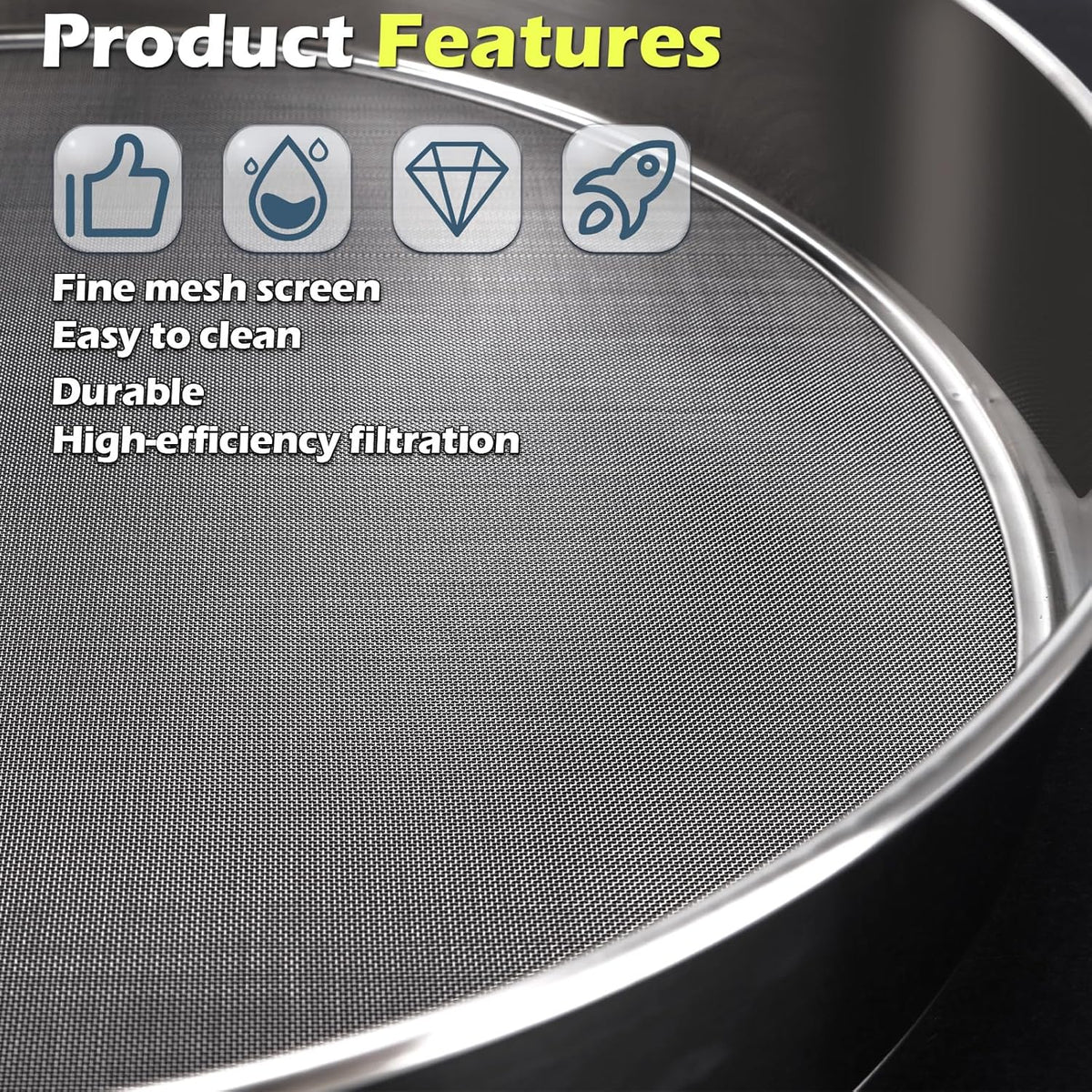 Fine Mesh Sieve Strainer,10" Stainless Steel 60 Mesh,for Winco 10" Sieves