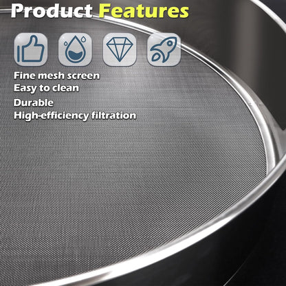 Fine Mesh Sieve Strainer,10" Stainless Steel 60 Mesh,for Winco 10" Sieves