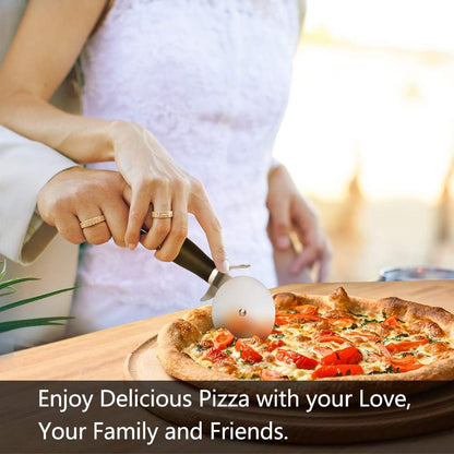 Premium Pizza Cutter Wheel - Ultra Sharp Stainless Steel Pizza Slicer with Non-Slip Soft Grip Handle - Multi-Purpose Cutter for Pizza, Dough & Pastry - Dishwasher Safe, Easy to Clean - Black