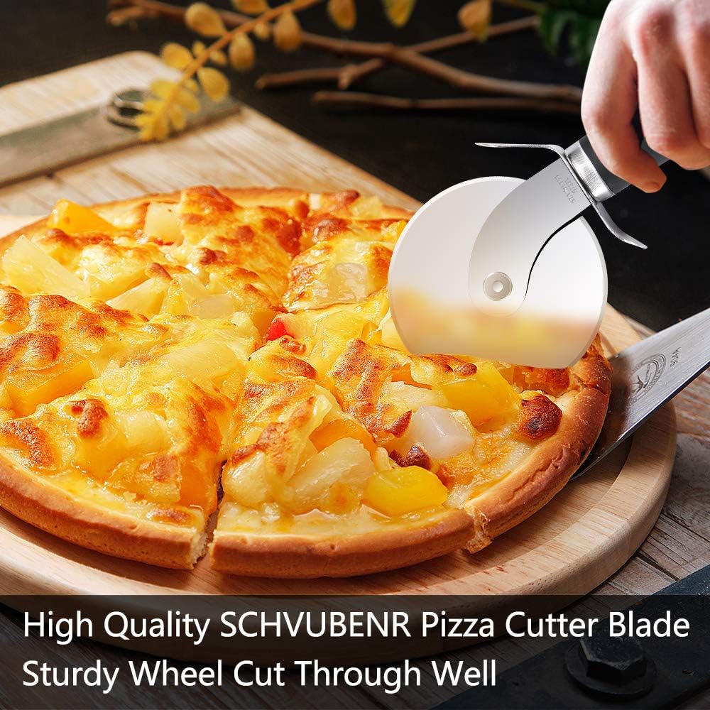 Premium Pizza Cutter Wheel - Ultra Sharp Stainless Steel Pizza Slicer with Non-Slip Soft Grip Handle - Multi-Purpose Cutter for Pizza, Dough & Pastry - Dishwasher Safe, Easy to Clean - Black
