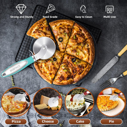 Premium Pizza Cutter Wheel - Ultra Sharp Stainless Steel Pizza Slicer with Non-Slip Soft Grip Handle - Multi-Purpose Cutter for Pizza, Dough & Pastry - Dishwasher Safe, Easy to Clean - Black