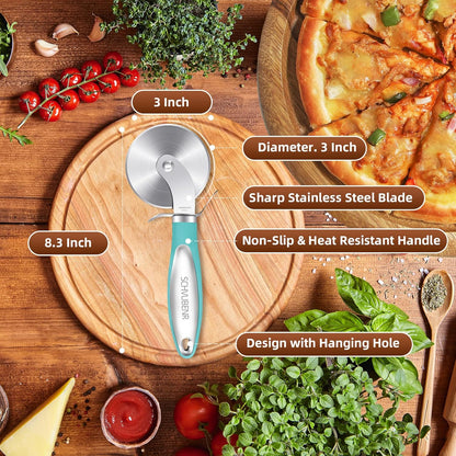 Premium Pizza Cutter Wheel - Ultra Sharp Stainless Steel Pizza Slicer with Non-Slip Soft Grip Handle - Multi-Purpose Cutter for Pizza, Dough & Pastry - Dishwasher Safe, Easy to Clean - Black