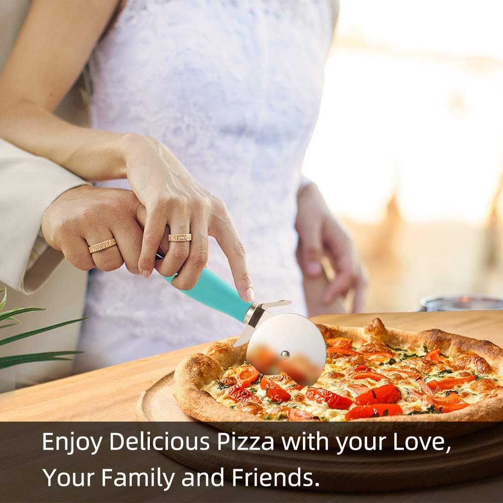 Premium Pizza Cutter Wheel - Ultra Sharp Stainless Steel Pizza Slicer with Non-Slip Soft Grip Handle - Multi-Purpose Cutter for Pizza, Dough & Pastry - Dishwasher Safe, Easy to Clean - Black
