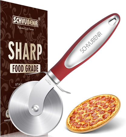 Premium Pizza Cutter Wheel - Ultra Sharp Stainless Steel Pizza Slicer with Non-Slip Soft Grip Handle - Multi-Purpose Cutter for Pizza, Dough & Pastry - Dishwasher Safe, Easy to Clean - Black