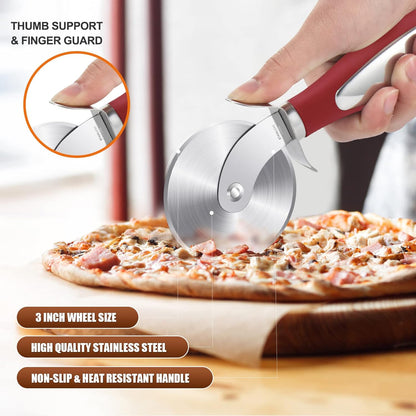 Premium Pizza Cutter Wheel - Ultra Sharp Stainless Steel Pizza Slicer with Non-Slip Soft Grip Handle - Multi-Purpose Cutter for Pizza, Dough & Pastry - Dishwasher Safe, Easy to Clean - Black