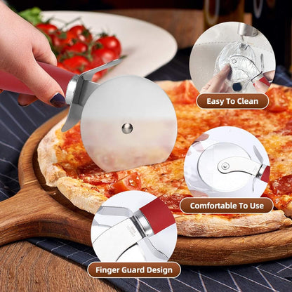 Premium Pizza Cutter Wheel - Ultra Sharp Stainless Steel Pizza Slicer with Non-Slip Soft Grip Handle - Multi-Purpose Cutter for Pizza, Dough & Pastry - Dishwasher Safe, Easy to Clean - Black