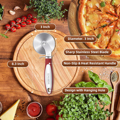Premium Pizza Cutter Wheel - Ultra Sharp Stainless Steel Pizza Slicer with Non-Slip Soft Grip Handle - Multi-Purpose Cutter for Pizza, Dough & Pastry - Dishwasher Safe, Easy to Clean - Black